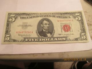 1963 5.  00 Red Seal United States Note