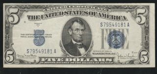 1934 - D $5.  00 Silver Certificate,  Crisp And Vf - Ef