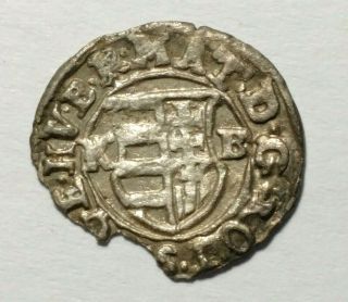 Medieval 1620 Hungary Silver Denar - King Matthias 14mm Coin W/madonna & Child