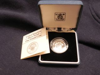 1986 United Kingdom Uk Silver Proof 1 Pound With Box And