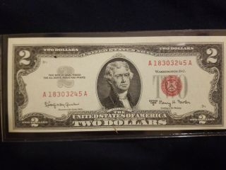 Series 1963a $2 Two Dollar Bill United States Red Seal Note Uncirculated