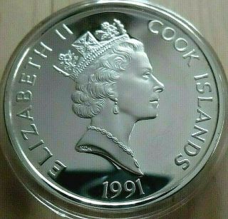 Cook Islands 50 dollars 1990,  31.  35 grams silver proof,  Henry Hudson 2