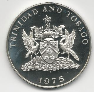Trinidad And Tobago,  1975,  10 Dollars,  Silver,  Km 24a,  Proof