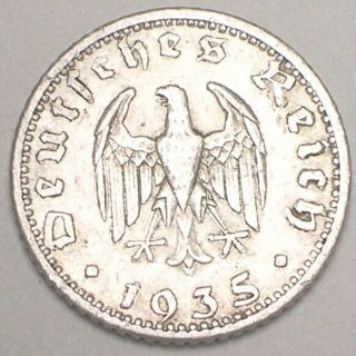 1935 A German Germany 50 Reichspfennig Wwii Era Coin