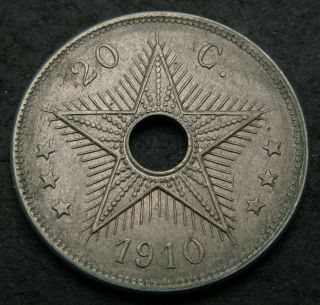 Belgian Congo 20 Centimes 1910 - Copper/nickel - Xf - 1888