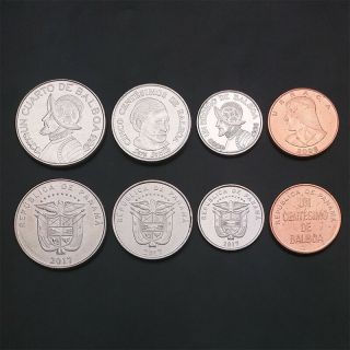 B - 2] Panama Set 4 Coins,  1,  5,  10,  25 Centesimos,  2008 - 2017,  Unc