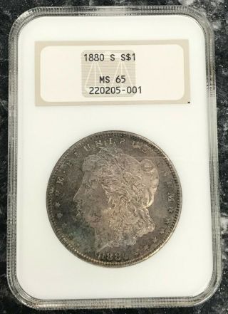1880 - S U.  S.  Silver Morgan Dollar Ngc Graded Ms65 Old Fatty Holder Nr