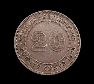 Straits Settlements 1935 20 Cent Silver Coin.