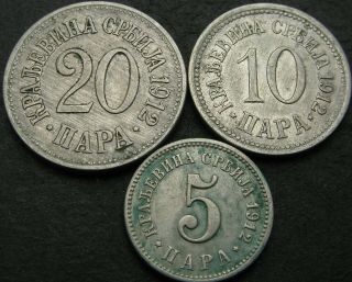 Serbia (kingdom) 5,  10,  20 Para 1912 - 3 Coins - 2465 ¤