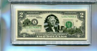 2003 A $2 State Of Virginia Colorized Note With Holder Ch Cu 7150k