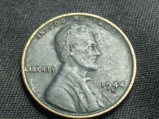 1944 S Wheat Penny Die Error Black Great Coin