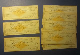 Of 25 Old 1880 - Ann Arbor Michigan Bank Checks - Revenue Stamps
