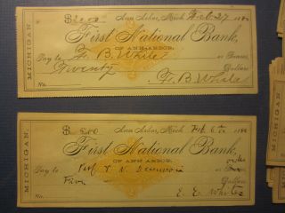 of 25 Old 1880 - ANN ARBOR Michigan BANK CHECKS - Revenue STAMPS 2