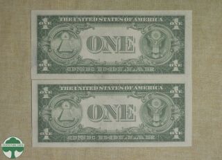 SET OF 2 - SERIES 1935 $1 SILVER CERTIFICATES - CONSECUTIVE SERIAL NUMBERS 2