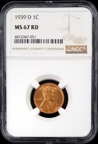 1939 D Lincoln Cent Graded Ms 67 Rd By Ngc