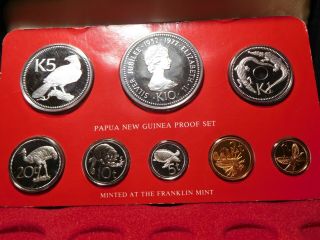 N34 Papua Guinea 1977 Franklin Silver Proof Set W/ Box