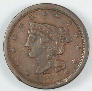1849 Braided Hair Half Cent 1/2c - C - 1 R.  2 W/ Rotated Dies