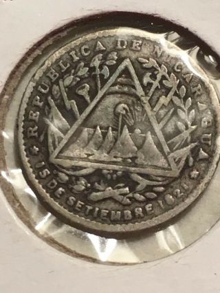 Nicaragua - Silver 5 Cent Au Coin 1887 Year Km 5