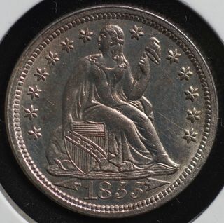 1855 Seated Liberty Silver One Dime 10c Coin