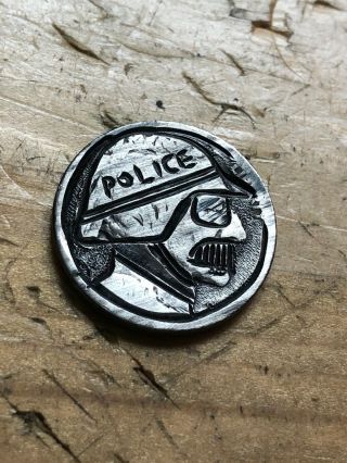 Motorcycle Cop Police Hobo Nickel Hand Carved Coin Art