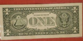 VERY LOW SERIAL NUMBER 2009 $1 Dollar Bill Number E 00001705 2