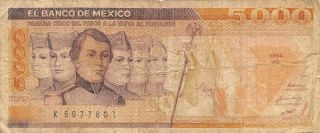 México 5000 Pesos 24.  2.  1987 Series Jg / K Circulated Banknote Sf4