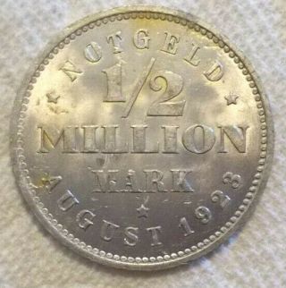 1923 August 1/2 Million Mark Notgeld Aluminum Token Freie Und Hansestadt Hamburg