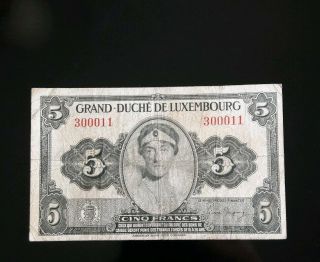 Luxembourg 5 Francs Nd (1944) Grand Duchess Charlotte