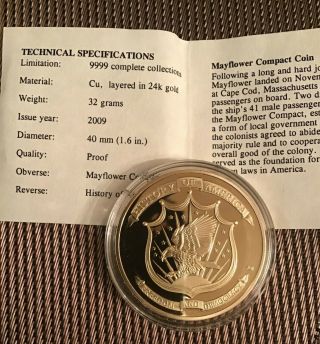 American US CONSTITUTION 32 Gr Proof Coin w A06717 24K GOLD LAYERED 2