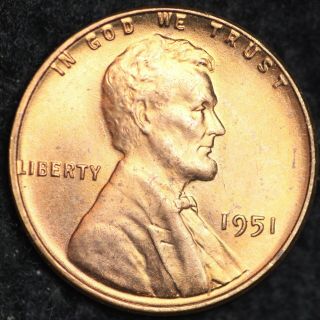 Red Uncirculated 1951 Lincoln Wheat Penny
