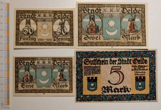 Jb Deutsches Notgeld Oelde 50 Pf,  1,  2 And 5 Mark With Watermark,  Complete Set