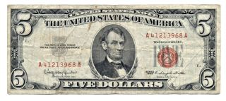1963 $5 Dollar Us Note Red Seal (inv.  41213968)