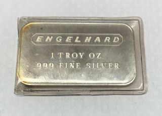 Vintage Engelhard 1 Oz Pure Silver Bar - No Serial - Frosted Back