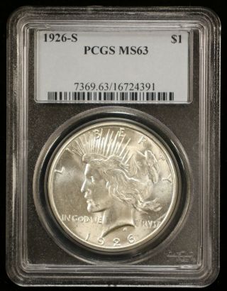 1926 - S Peace Silver Dollar Pcgs Ms63 - 03658