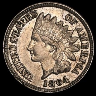 1864 Indian Head Copper Penny Borders Uncirculated Collectible Coin
