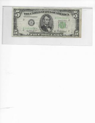 1950b Star Note $5 Green Seal Federal Reserve Fr - 1963 - B