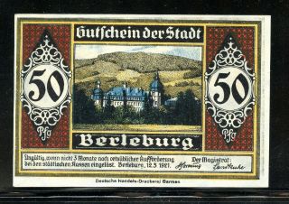 Germany Notgeld Gutschein Der Berleburg 1921 Unc Notes 50 Pfg Elk