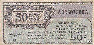 1946 Usa Series 461 50 Cents Military Payment Certificate,  Pick M4