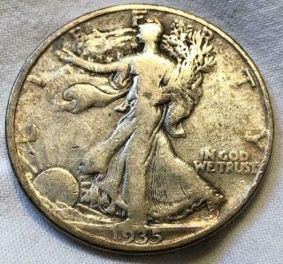 1935 - D Silver Walking Liberty Half Dollar 50c Sharp Patina