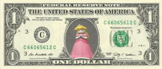 Princess Peach (mario Brothers / Mario Kart) - {color} Dollar Bill - Real Money