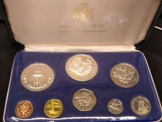 1974 Barbados Set W/ Silver Coins,  Box And Franklin Flyer