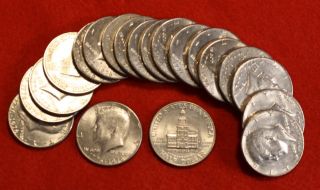 1976 - D Kennedy Half Dollar Roll Denver 20 Bi - Centennial Circulated Coins