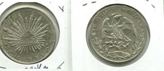 1888 Go Rr Mexico 8 Reale Silver Coin Xf 3904m