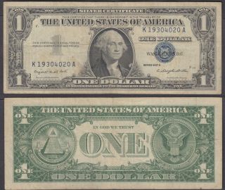 Usa 1 Dollar 1957 A (avf) Banknote Silver Certificate Blue Seal