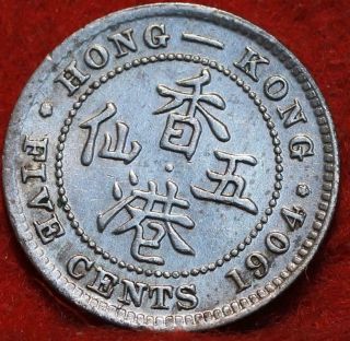 1904 Hong Kong 5 Cents Silver Foreign Coin 2