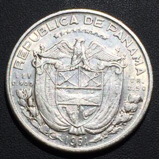 Old Foreign World Coin: 1961 Panama 1/10 Balboa, .  900 Silver 2