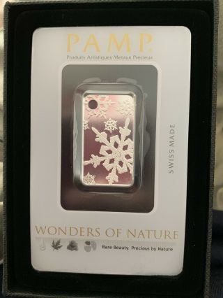 Pamp Suisse Wonders Of Nature “ Snowflakes” 1/5oz 999 Fine Silver Pendant/ingot
