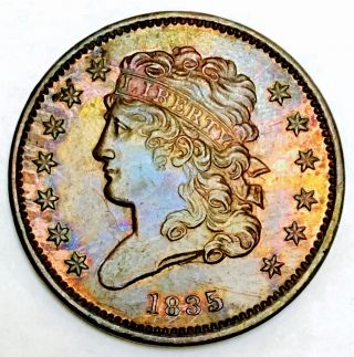 1835 Classic Half Cent Very Rare Piece Absolutey Stunning Scarce Nr 11088