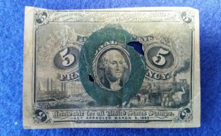 1863 Small 5 Cent United States Fractional Currency - L@@k -