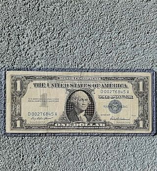 1957 $1 Dollar Silver Certificate Currency Low Serial Number D 00276845 A